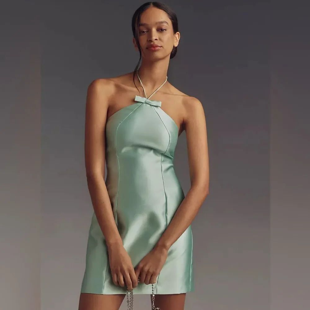 Anthropologie Hutch Bow Halter Slim Mini Dress NWT